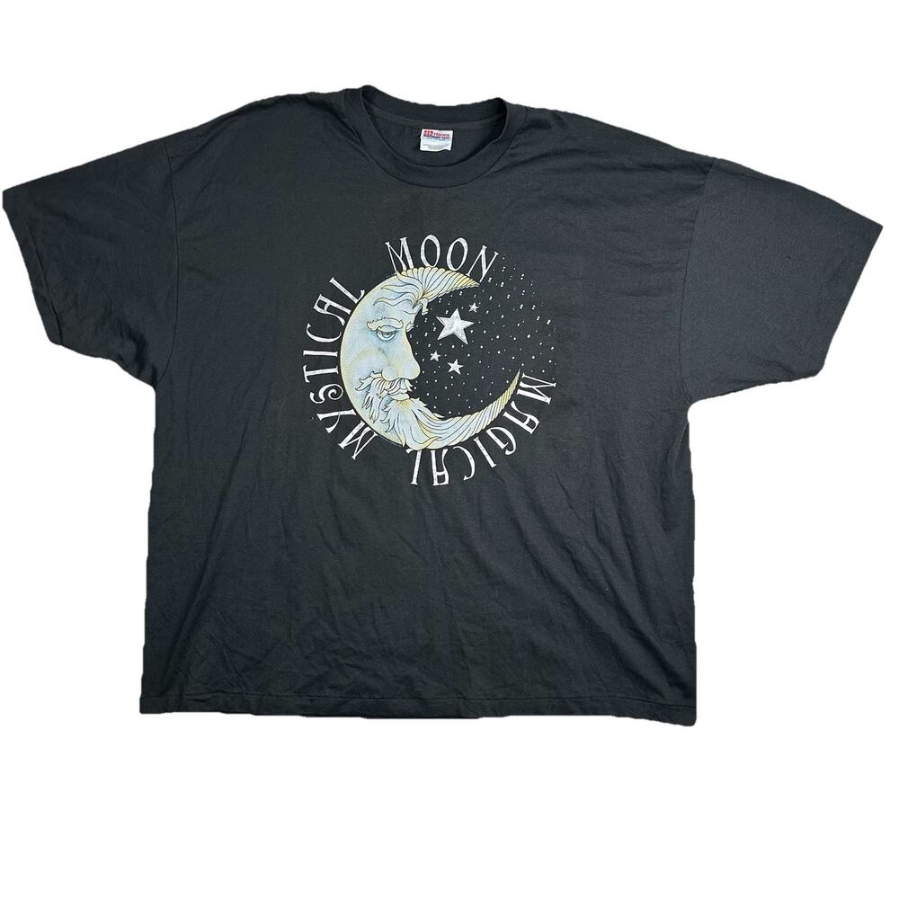 VTG Black Magical Mystical Moon Stars T Shirt Mens Size 3XL 90s Single Stitch - Picture 1 of 8